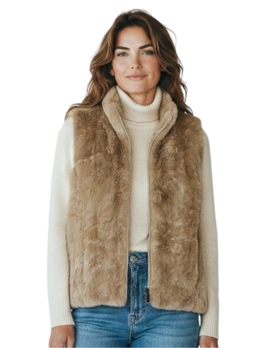 COLDWATER CREEK Faux Fur Vest in Tan Size Medium -- WOW WOW WOW!!! - Picture 11 of 12